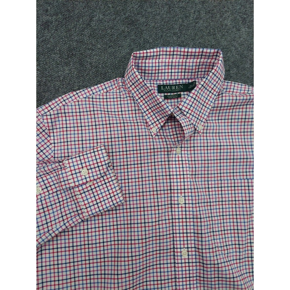 Lot 3 Ralph Lauren Shirt Men Large Blue Pink Plaid Button Down Pony Long Sleeve - Picture 3 of 16
